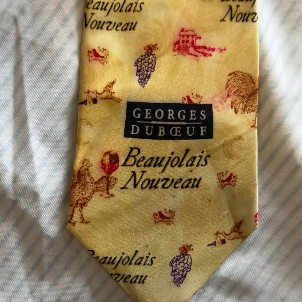 Georges Duboeuf Beaujolais Nouveau Yellow Silk Novelty Necktie  #wine #tie